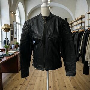 Himalaya Motor Bikewear Full Grain Black Leather Motorcycle Jacket Men's Size 40